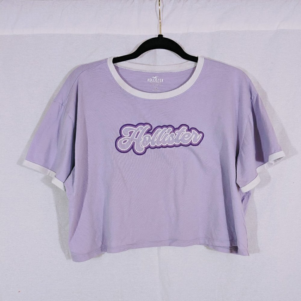Hollister Light Purple Cropped T-Shirt Size XL